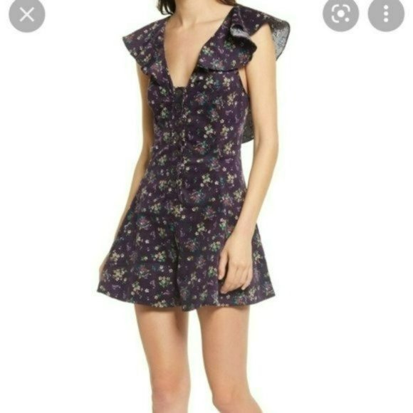 Free People Violet Visions Floral Romper -S - Picture 5 of 9